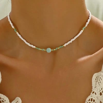 Élégant Collier Pendentif Perles Fait Main Style Bohème-Chic pour Femmes Accessoires Bijoux Occasions de Fête Cadeaux vert