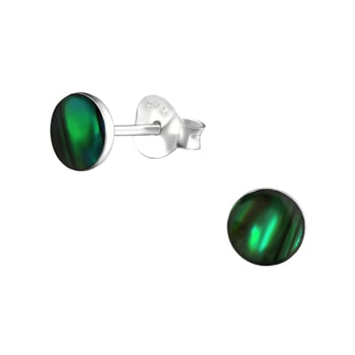 Aramat Jewels | Oorbellen | Zilveren Groene Abalone Oorbellen 5.5 mm | | | |5mm | Zilver | Volwassenen | Verkleurd niet