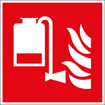 Sticker draagbare schuimblusser unit - ISO 7010 - F010 50 x 50 mm - 10 stuks per kaart