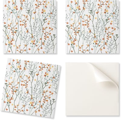 Decoratieve zelfklevende vinyltegels met bloemenprint op de achtergrond, 20x20x20 cm