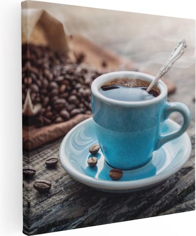 Artaza Canvas Schilderij Stilleven Koffie - 30x30 cm - Klein - Muurdecoratie Keuken - Wanddecoratie Koffie - Kamer Accessoires