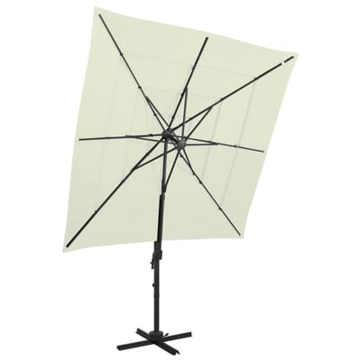 vidaXL - Parasol - 4-laags - met - aluminium - paal - 250x250 - cm - zandkleurig