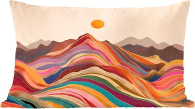 Sierkussens - Kussentjes Woonkamer - 60x40 cm - Zon - Kleurrijk landschap - Bergen