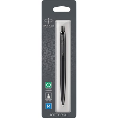 Parker Jotter XL-balpen | Monochroom matzwart | Medium punt | Blauwe inkt