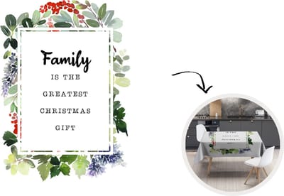 Kerst Tafelkleed - Kerstmis Decoratie - Tafellaken - Kerst - Quote - Familie - 180x180 cm - Kerstmis Versiering
