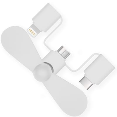 imoshion 3-in-1 smartphone ventilator geschikt voor Lightning, USB-C & Micro-USB - Wit