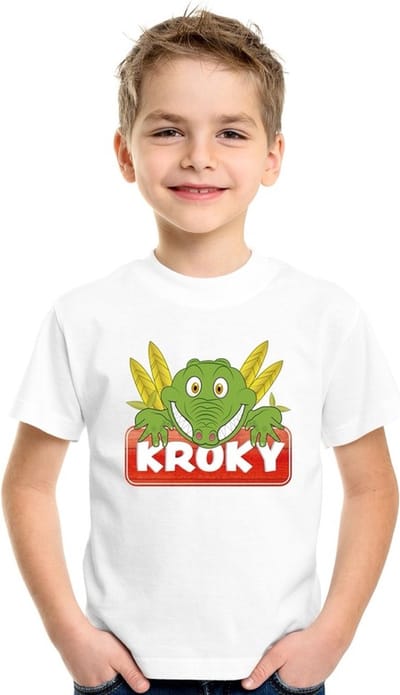 Kroky de krokodil t-shirt wit voor kinderen - unisex - krokodillen shirt - kinderkleding / kleding 110/116