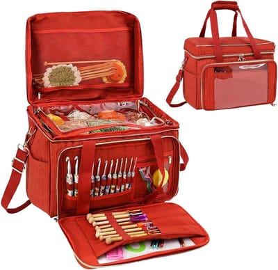 Haaktas Draagbare Tote - Breitas Opbergtas - Hobby Projecten - Klitvrij Breien - 36x28x24 cm - Rood