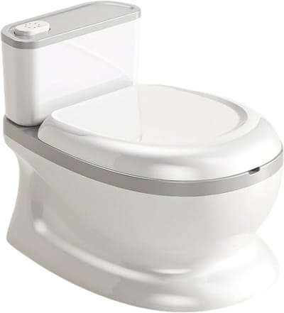 Kinderen Toilet - Potty Trainer - Zindelijkheidstraining - Realistische Spoelknop - 38.5 cm - Grijs