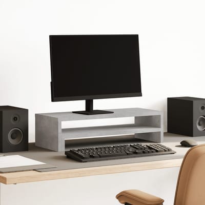 vidaXL - Monitorstandaard - 54x22x15 - cm - bewerkt - hout - betongrijs