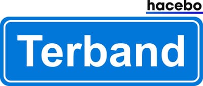Hacebo - Plaatsnaam Sticker - 29x10 CM - Terband sticker - Verkeersborden sticker - grappige cadeaus - Terband