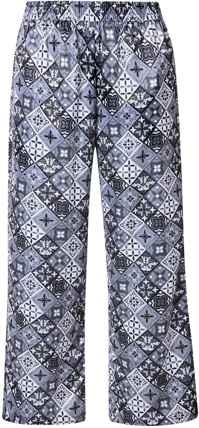 Angel of Style - Dames - Broek wijde pijpen satijn met opdruk - Sneeuwwit - Maat 42