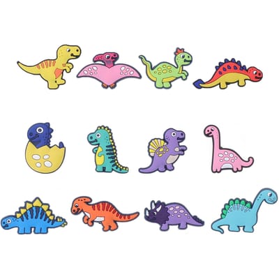 12 stuks slippers charme PVC dinosaurus cartoon waterdichte stijlvolle schoendecoratie voor mannen vrouwen verjaardag gray