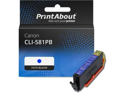 PrintAbout huismerk Inktcartridge CLI-581PB Foto-blauw Geschikt voor Canon