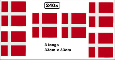 240x Servetten Denemarken 33cm x 33cm - 3 laags - Servet diner eten knoeien restaurant BBQ thema feest verjaardag feest