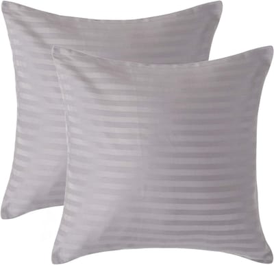 Homescapes Satijn Streep Katoen Kussensloop 40x40 cm – Set van 2 – Zilvergrijs – 100% Egyptisch Katoen – Draaddichtheid 330
