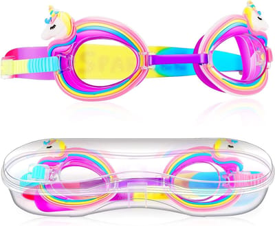 Kinderen Zwem Goggles Antifog Transparant Zwemaccessoires voor Peuters en Kinderen 4-8 Jaar Eenhoorn Stijl, Lekvrije en Comfortabele Zwembril