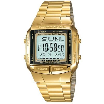 Casio Jeugdserie Metalen Vierkant Klassiek Retro Klein Gouden Horloge Tien Jaar Batterij Elektronisch Waterdicht Kwarts Uurwerk Mannen horloges Grijs DB-360G-9A Gold Strap beige