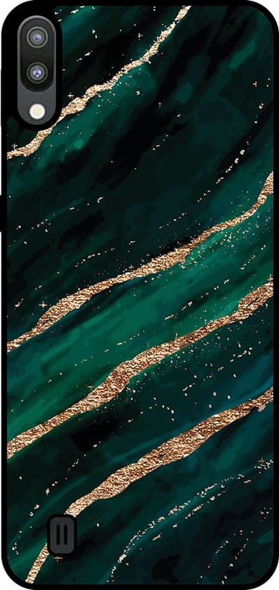 Smartphonica Telefoonhoesje Geschikt voor Samsung Galaxy M10 met marmer opdruk - TPU backcover case marble design - Groen Goud geschikt voor Samsung Galaxy M10