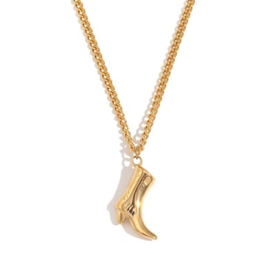 Cristaé Cowboy Boot Ketting Dames – 18K Verguld RVS Halsketting – Waterproof Stainless Steel Sieraden – Gouden Cowboy Laars Hanger