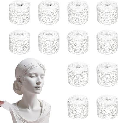 Gipsverbanden voor Creatieve Projecten, 12 Stuks, 5 x 270 cm, Ideaal voor Huidmodellen en Maskers, Wit, 5 cm