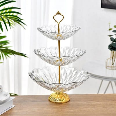 Fruitbord Woonkamer Bureaublad Thuis Koffietafel Meerlaags Fruitbord Creatieve Opbergruimte Snoeprek Snackrek 42*30*30cm wit
