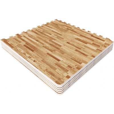 Gorilla Sports Vloermatten - Beschermingsmatten - 6 matten + 12 eindstukken - Puzzel mat - Lichte houtlook