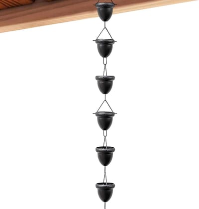 Regenketting Tuin - Watervanger Dakgoot - Decoratieve Waterafvoer - Roestbestendig Metaal - 100 cm Lengte - Zwart