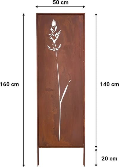 Metalen Inkijkbescherming Tuin - Roest Look - 160 cm x 50 cm