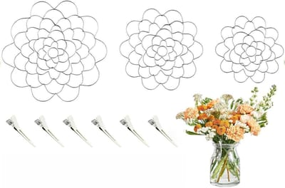 Bloemenrooster Organizer - Bloemschik Assistent - Bloemstukken Maken - Roestbestendig Ijzer - 3 Maten - Zilverachtig