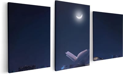 Artaza Canvas Schilderij Drieluik Heilige Boek Koran Bij Een Halve Maan - 120x60 - Foto Op Canvas - Canvas Print