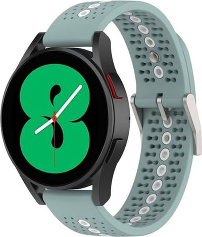 By Qubix - Dot Pattern bandje 20mm - Groenblauw - Geschikt voor Samsung Galaxy Watch 7 (40 & 44mm) - Galaxy Watch FE - Galaxy Watch 6 - Galaxy Watch 6 Pro - Galaxy Watch 5 - 5 Pro - Galaxy Watch 4 - 4 Classic - Active 2 - Watch 3 (41mm)