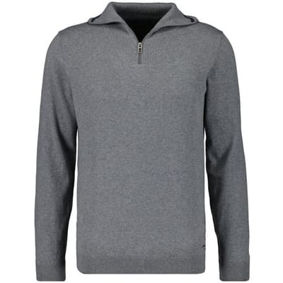 Ragman Trui Zip Collar Knitted Cotton Cashmere Grijs / male