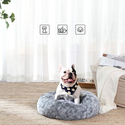 FEANDREA hondenbed, kattenbed, zacht pluche, 60 cm, grijs PGW038G01