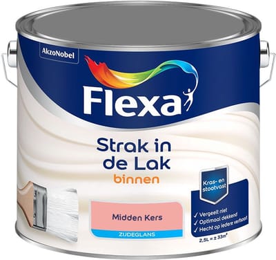 Flexa - Strak In De Lak Binnenlak Zijdeglans - Midden Kers - Mengverf - 2,5 L