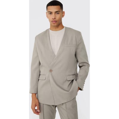 Collarless Straight Blazer | Grey | Size 44