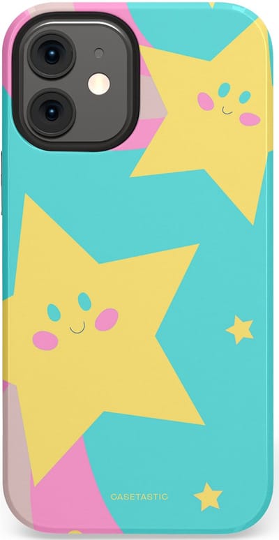 Casetastic Hoesje Geschikt voor Apple iPhone 12 Mini - Stijlvolle Beschermende Duo-layer Case - Roze Sterrenlicht