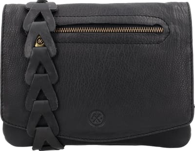 Hide & Stitches Daydreamer Crossbody Schoudertasje - Trendy Schouderband - Overslag - Leren Dames Tas - Zwart