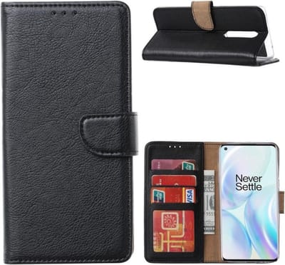 LuxeBass Hoesje geschikt voor OnePlus 8 - Bookcase Zwart - portemonnee hoesje gsm hoesje - telefoonhoes - telefoonhoesjes