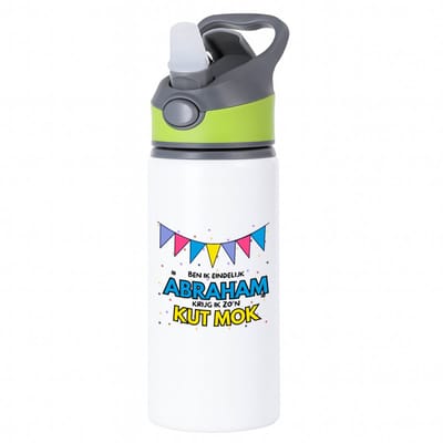Hacebo® - Eindelijk abraham waterfles met rietje groen - Hoera 50 jaar - 50 geworden - verjaardagscadeau - kado - water fles - 650ML