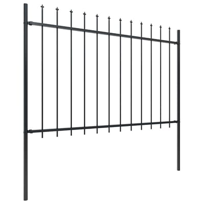 vidaXL - Tuinhek - met - speerpunt - staal - 1506x120 - cm - zwart