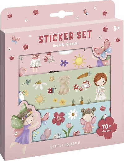Little Dutch stickers Rosa & Friends - 3 stickervellen met speelachtergrond - stickerset
