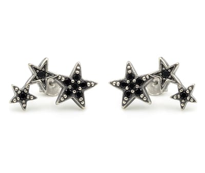 Zilveren oorknopjes met 3 open sterretjes 5x13 mm