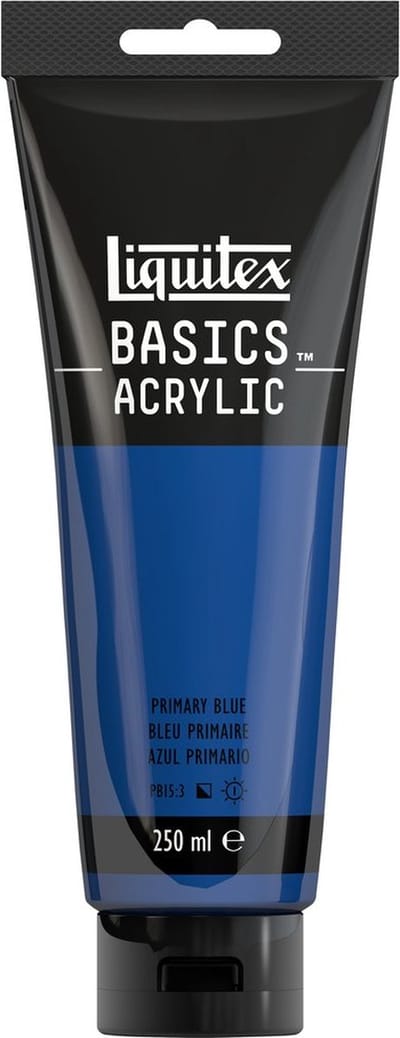 Liquitex 88700235 Basics Acrylverf Primary Blue – 250 ml | Kunstenaars Acrylverf | Middelmatige Viscositeit | Lichtechte Kleur voor Schilderen & Canvas
