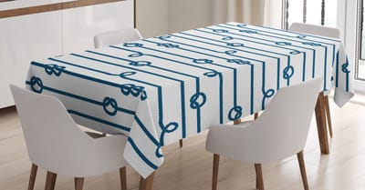 ABAKUHAUS Marine Tafelkleed, Sea Marine Sailor's Knot, Easy Care met geavanceerde druktechnologie Wasbaar en gepersonaliseerd, 140 x 200 cm, Marineblauw Wit