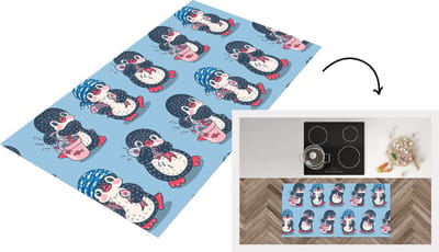 Keukenloper - Loper keuken - Pinguïn - Design - Vis - 120x60 cm - Keukenloper vinyl