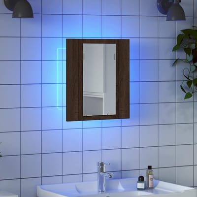 vidaXL - Badkamerspiegelkast - LED - 40x12x45 - cm - bewerkt - hout - bruineiken
