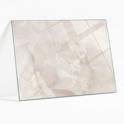 Wallfluent - Marmer Textuurpatroon Glasplaat Tafel - 100 x 70 cm - Romig Veiligheidsglas - Rechthoekig Tafelblad Glas - Glazen Tafelblad - Glazen Tafelblad Geschikt voor de Keukentafel