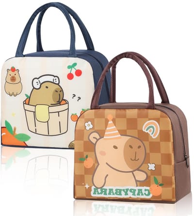 Cosensi- Thermotassen 2 stuks - Isothermische Tas - Lunchtas - Koeltas - Oxford-stof - Grappige Capibara-print - 23 x 19 x 13 cm