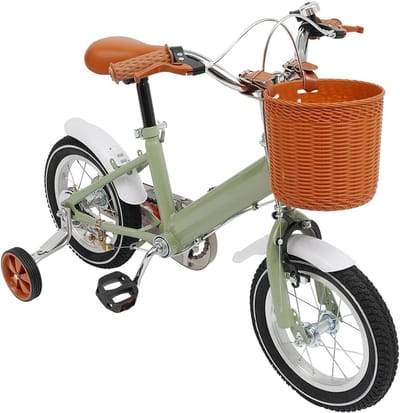 Kinderfiets - Loopfiets met steunwielen - Fietstraining buiten - In hoogte verstelbaar - 12 inch - Groen